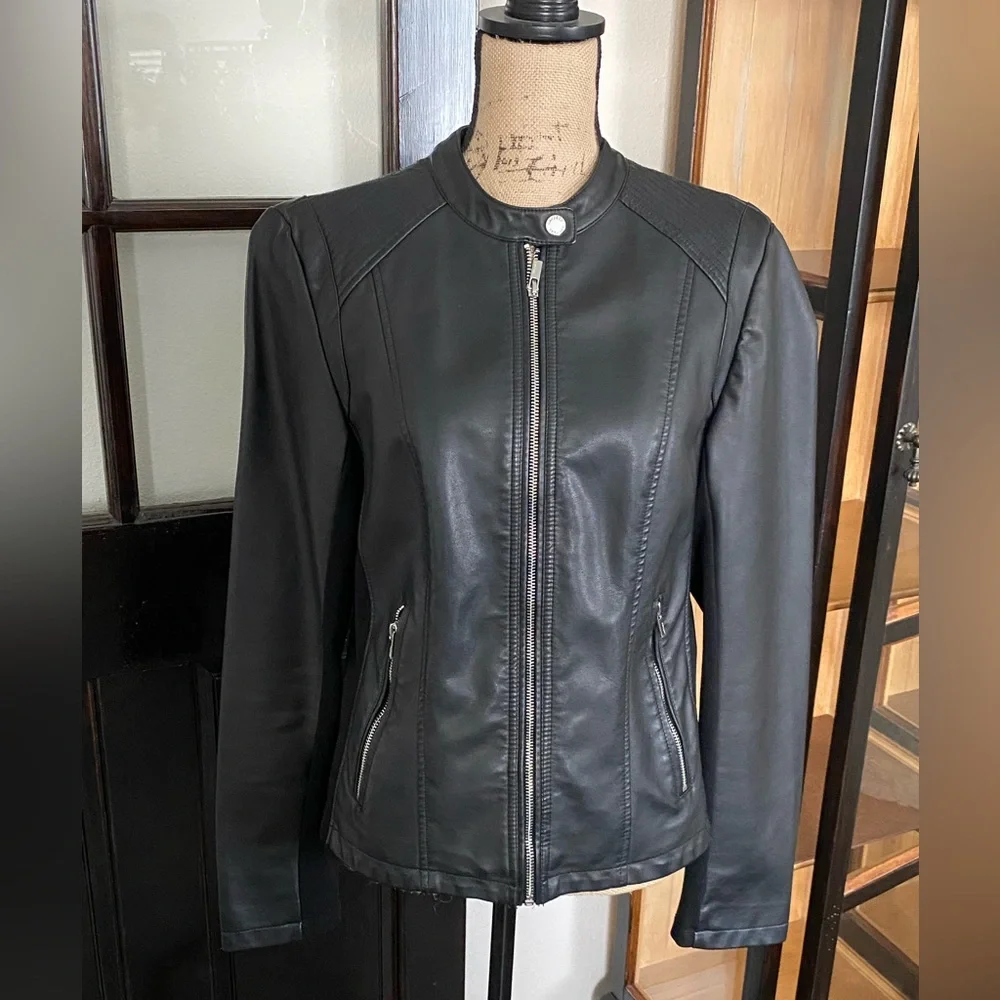 NWOT. Express Faux Leather Moto
Jacket, Sz L - Picture 2 of 10